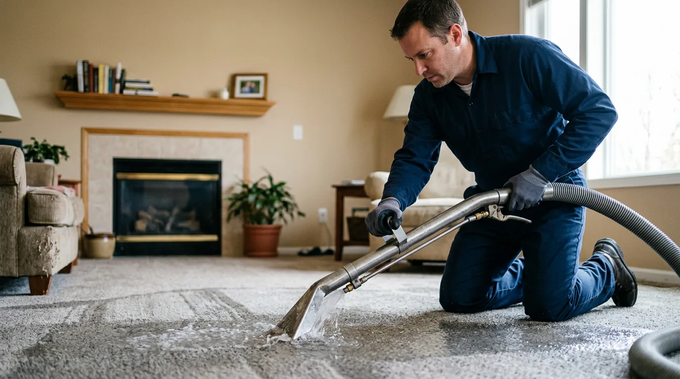 Water damage restoration technician working near Trion, GA